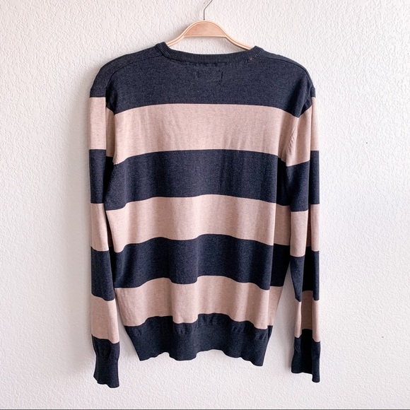 F21 MEN Striped V Neck Sweater - Picture 2 of 4